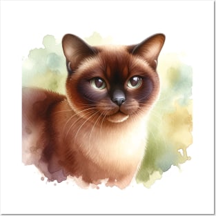 Burmese - Watercolor Cat Posters and Art